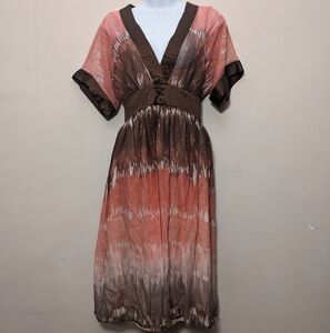 BCBGmaxazria peach Brown Ombre kimono silk dress small